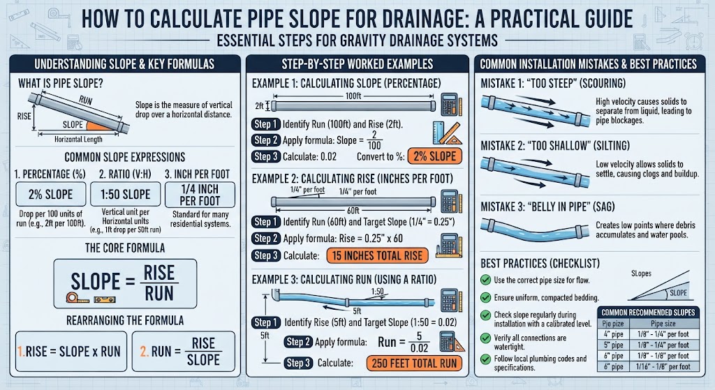 How to Calculate Pipe Slope for Drainage: Formula, Worked Examples, and ...
